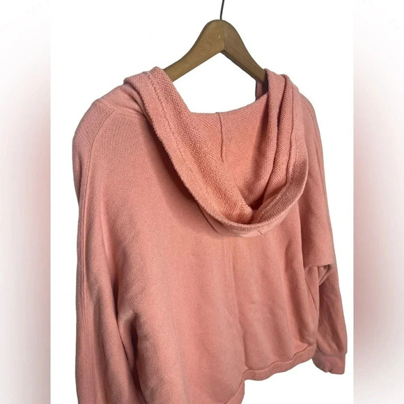 FREE PEOPLE Movement Reyes French Terrycloth Pink V Neck Valentines Day Sweater - Picture 8 of 13